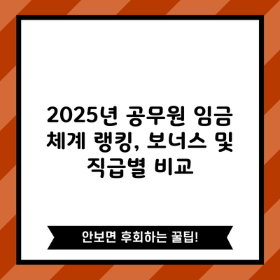 2025년 공무원 임금 체계: 랭킹, 보너스 및 직급별 비교