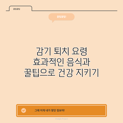 감기 퇴치 요령: 효과적인 음식과 꿀팁으로 건강 지키기