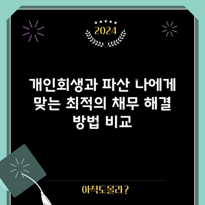 개인회생과 파산: 나에게 맞는 최적의 채무 해결 방법 비교