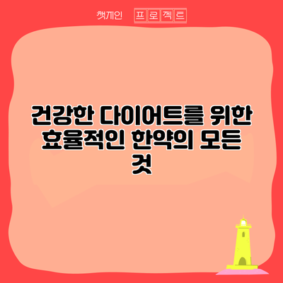 건강한 다이어트를 위한 효율적인 한약의 모든 것