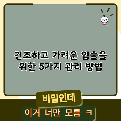 건조하고 가려운 입술을 위한 5가지 관리 방법