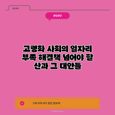 고령화 사회의 일자리 부족 해결책: 넘어야 할 산과 그 대안들