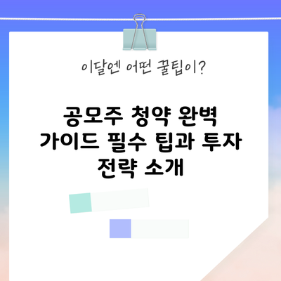 공모주 청약 완벽 가이드: 필수 팁과 투자 전략 소개