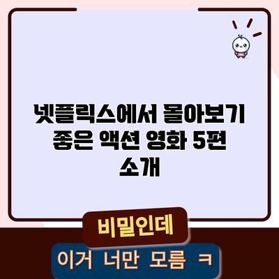 넷플릭스에서 몰아보기 좋은 액션 영화 5편 소개
