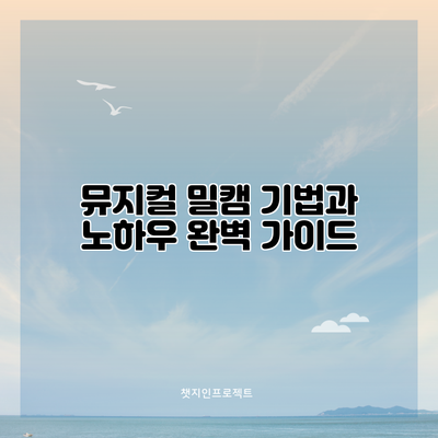 뮤지컬 밀캠 기법과 노하우 완벽 가이드