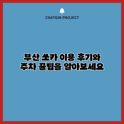 부산 쏘카 이용 후기와 주차 꿀팁을 알아보세요
