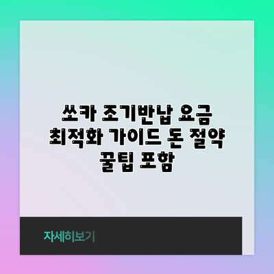 쏘카 조기반납 요금 최적화 가이드: 돈 절약 꿀팁 포함