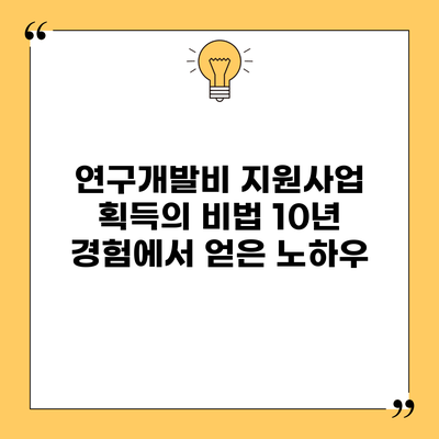 연구개발비 지원사업 획득의 비법: 10년 경험에서 얻은 노하우