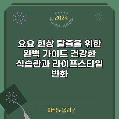 요요 현상 탈출을 위한 완벽 가이드: 건강한 식습관과 라이프스타일 변화