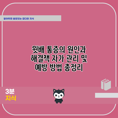 윗배 통증의 원인과 해결책: 자가 관리 및 예방 방법 총정리