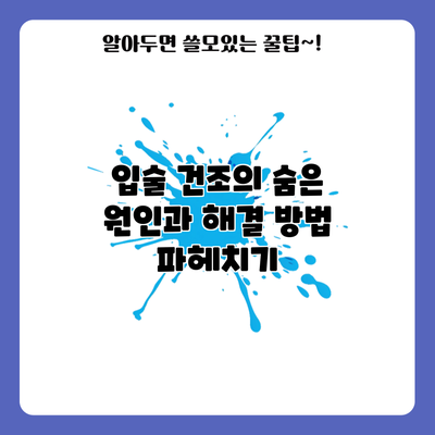 입술 건조의 숨은 원인과 해결 방법 파헤치기