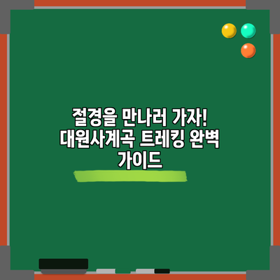 절경을 만나러 가자! 대원사계곡 트레킹 완벽 가이드
