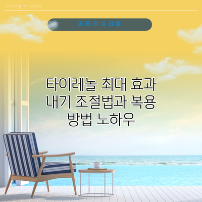 타이레놀 최대 효과 내기: 조절법과 복용 방법 노하우