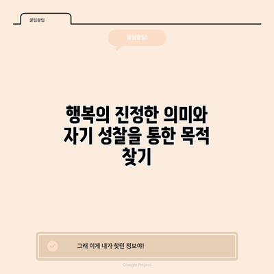 행복의 진정한 의미와 자기 성찰을 통한 목적 찾기