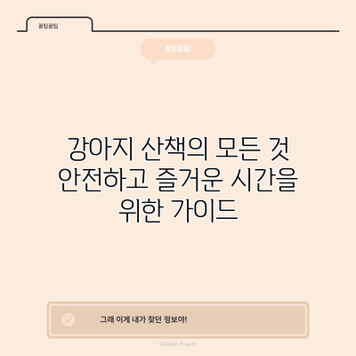 강아지 산책의 모든 것: 안전하고 즐거운 시간을 위한 가이드