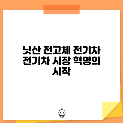 닛산 전고체 전기차: 전기차 시장 혁명의 시작