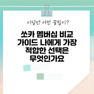 쏘카 멤버십 비교 가이드: 나에게 가장 적합한 선택은 무엇인가요?