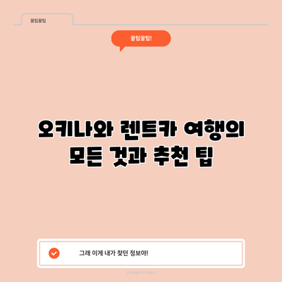오키나와 렌트카 여행의 모든 것과 추천 팁