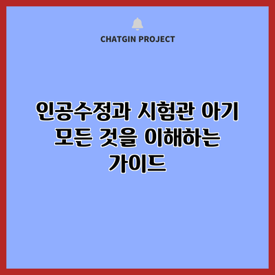인공수정과 시험관 아기: 모든 것을 이해하는 가이드