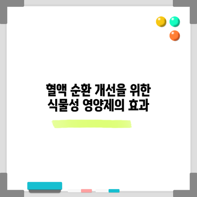 혈액 순환 개선을 위한 식물성 영양제의 효과