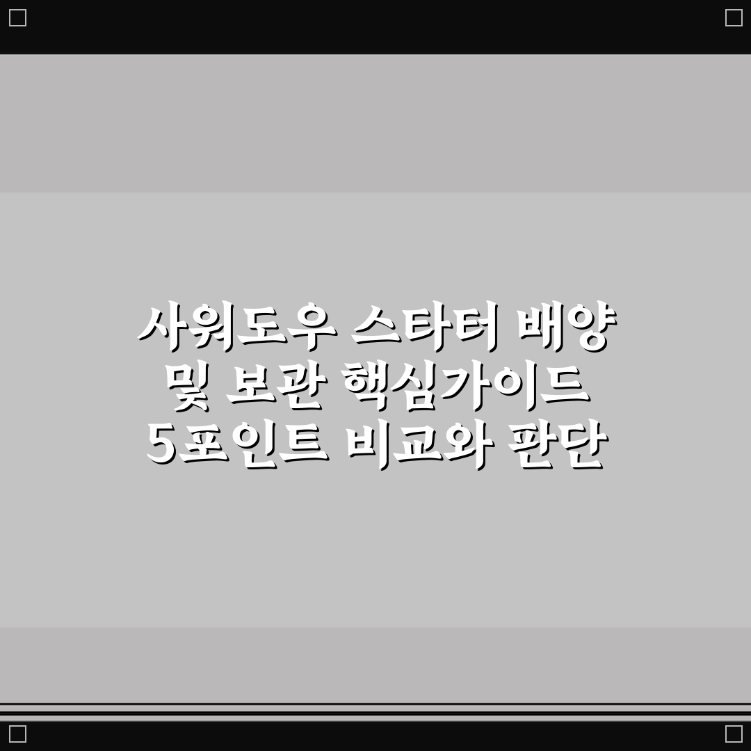 사워도우 스타터 배양 및 보관 핵심가이드 5포인트 비교와 판단